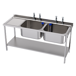 Double Bowl Left Hand Drainer Utensil Sink