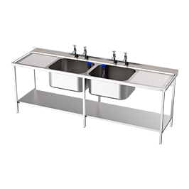 Double Bowl Double Drainer Utensil Sink