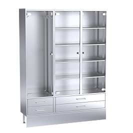 Stainless Steel Cupboard With Glass Doors