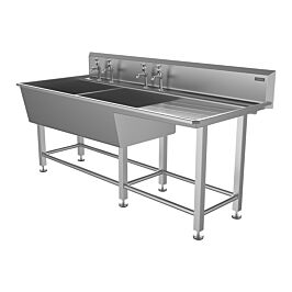 Double Bowl Single Drainer Stainless Steel Belfast Sink - Right Drainer