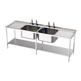 Double Bowl Double Drainer Utensil Sink