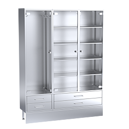 Stainless Steel Cupboard With Glass Doors