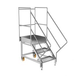 Stainless Steel Mobile Access Steps - 2 Step w/Platform SYSPAL | UK